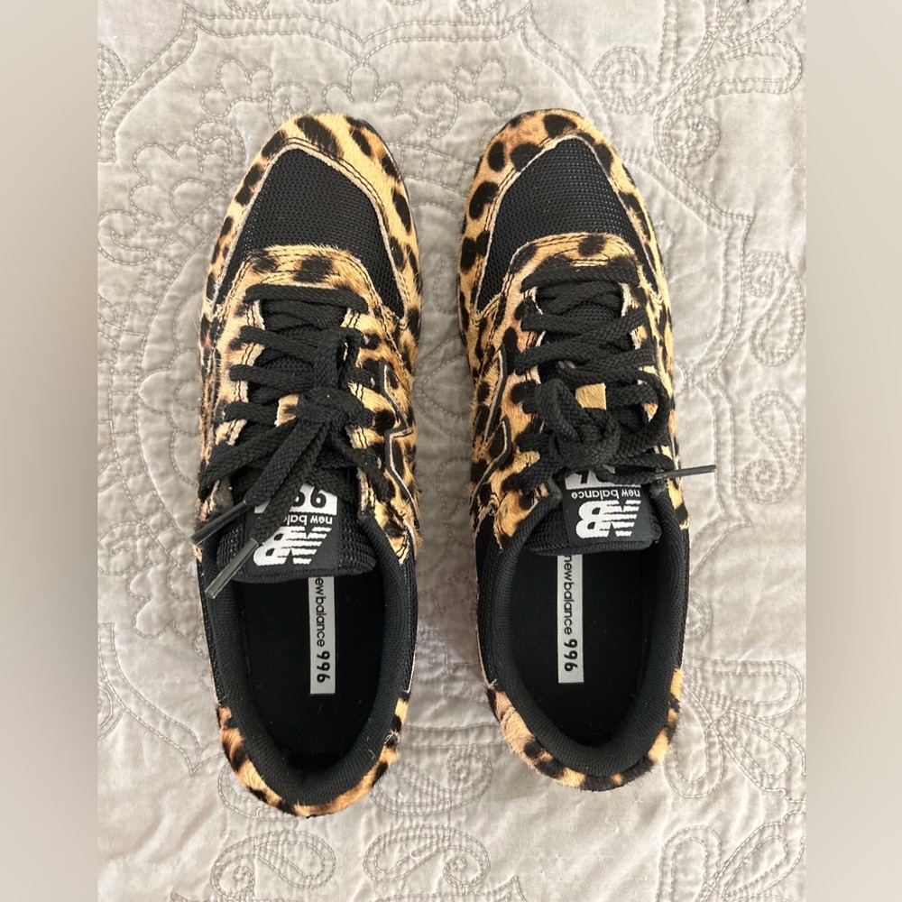 NWOT New Balance 996 J Crew Collab Leopard Print Calf Hair Sneakers Size 8 - Picture 5 of 10